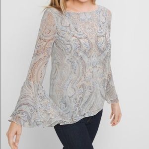 WHBM Paisley Bell Long Sleeve Blouse